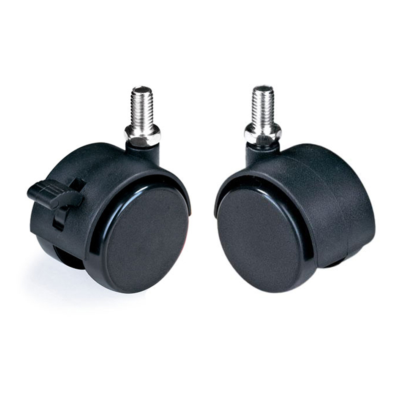 1.5 Inch Twin Wheel Casters PA Wheels - Threaded Stem - Floor Safe