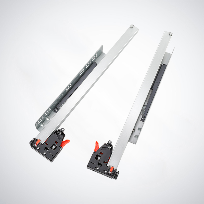 Full extension synchronous push-open undermount slide with 2D locking device-for 16mm panel